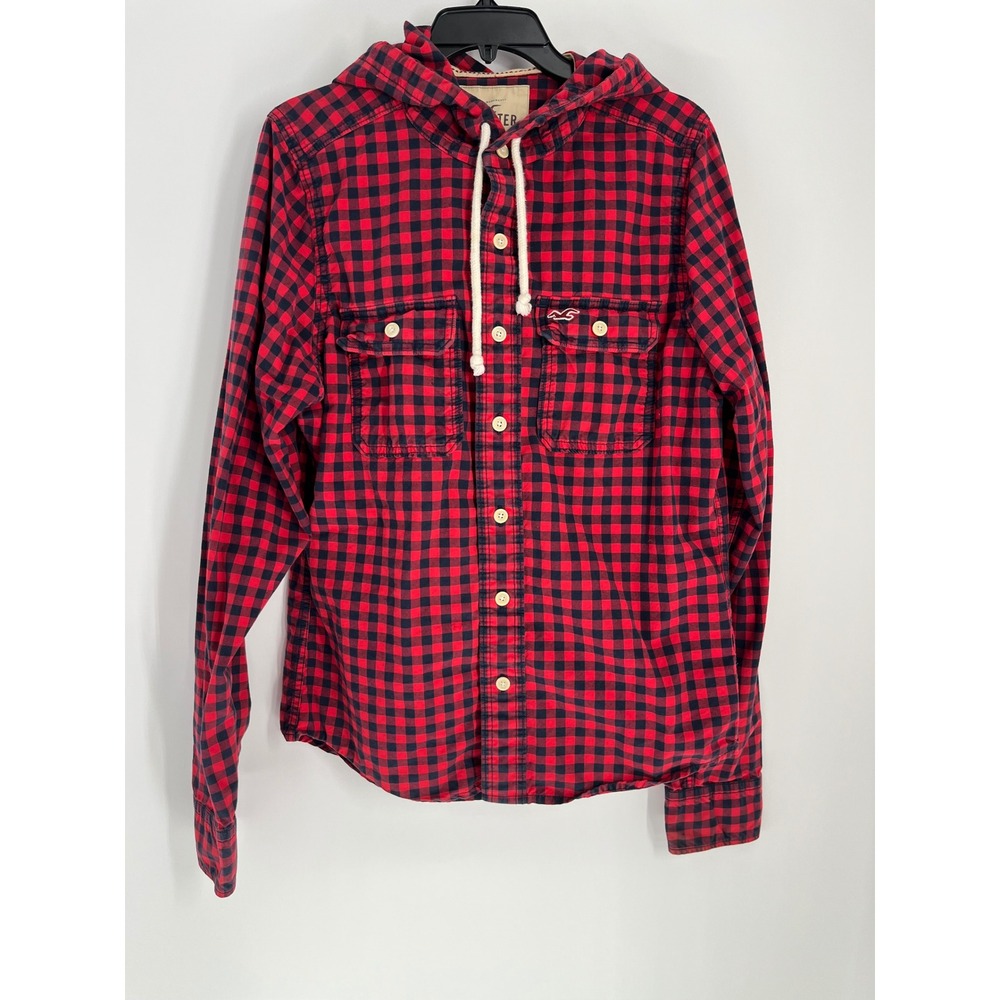 Hollister Plaid Hooded Cotton Shirt Men L Red Navy Y2K
Aesthetics Grunge Skate